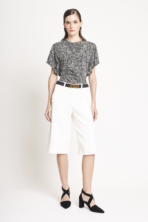 Fit — Blusa Estampa Nuvens Franzido