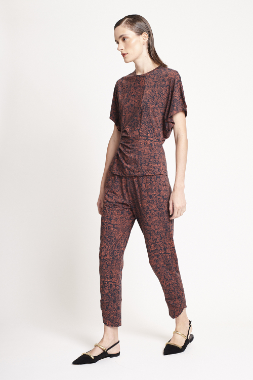 Fit — Blusa Estampa Nuvens Franzido