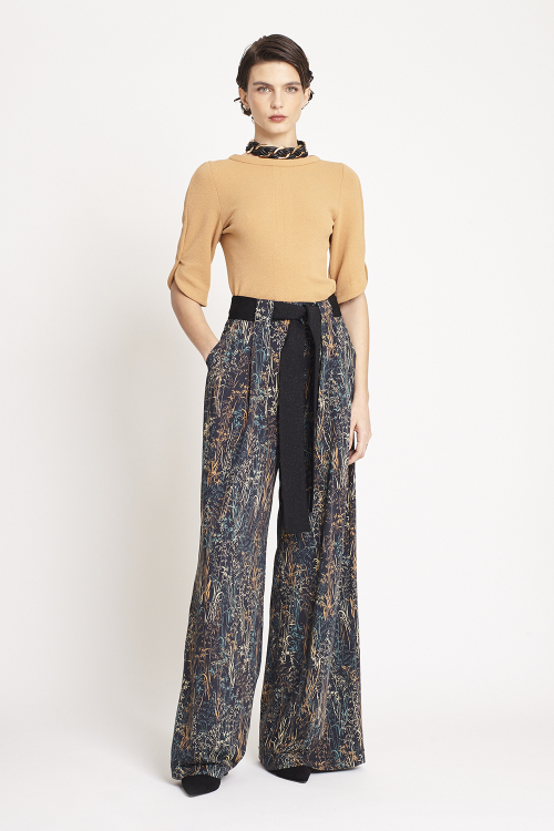 Fit — Calça Jersey Estampa Bambu Faixa Tricô