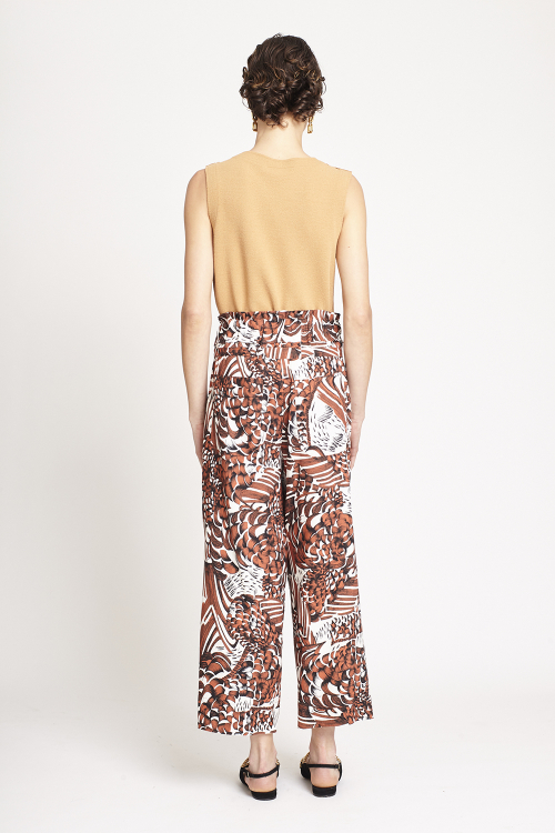Fit — Pantacourt Viscose Plana Estampa Anéis
