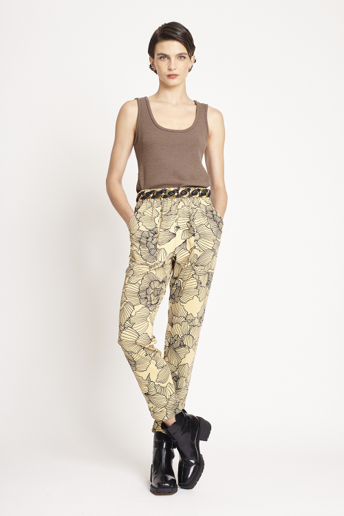 Fit — Calça Jersey Estampa Peônia