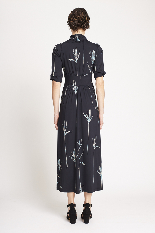 Fit — Vestido Jersey Fenda Manga