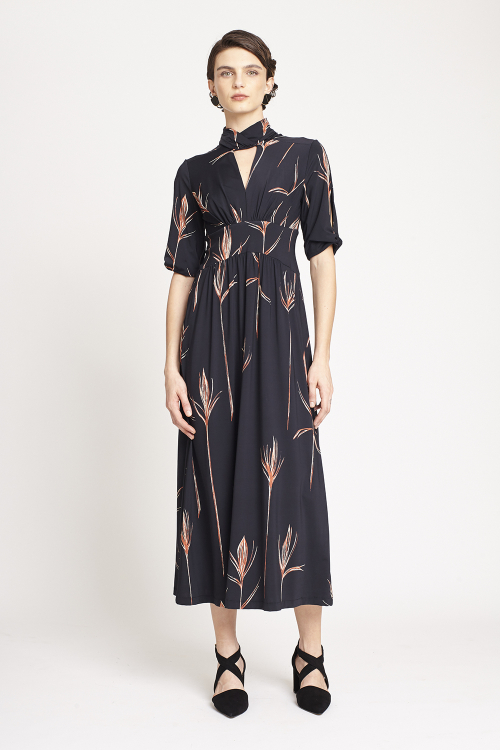 Fit — Vestido Jersey Fenda Manga