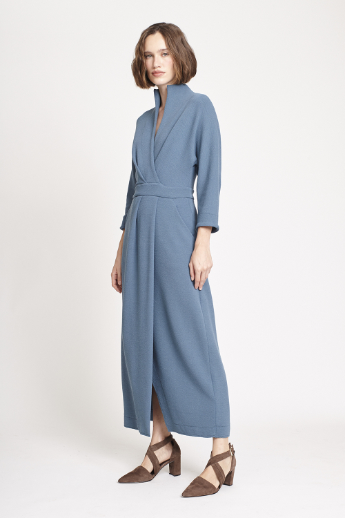 Fit — Vestido Malha Dupla Bouclê Transpasse