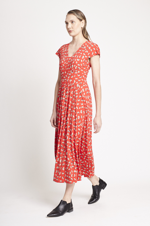 Fit — Vestido Jersey Estampa Ginkgo Recortes