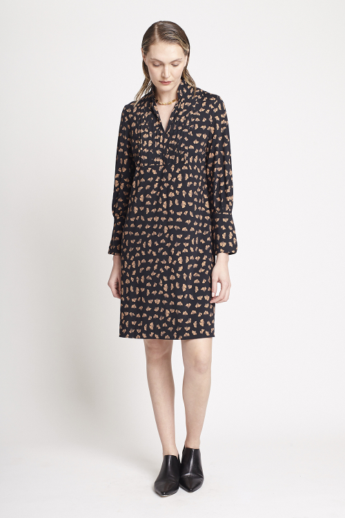 Fit — Vestido Jersey Estampa Ginkgo Pala Curto