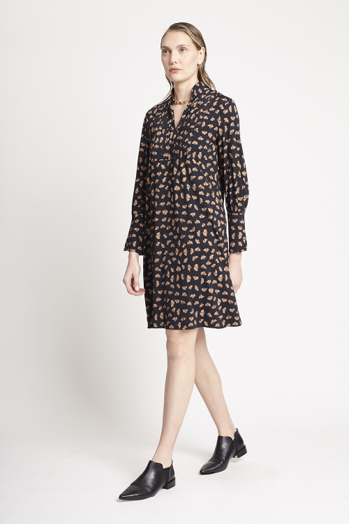 Fit — Vestido Jersey Estampa Ginkgo Pala Curto