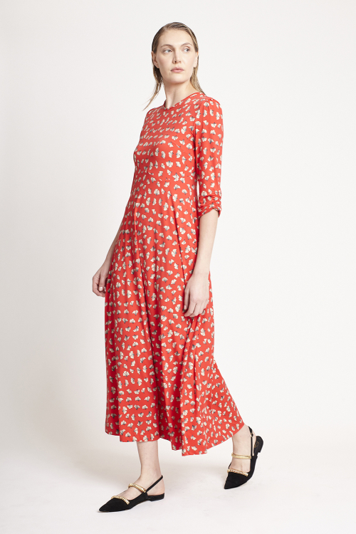 Fit — Vestido Jersey Estampa Ginkgo Godê