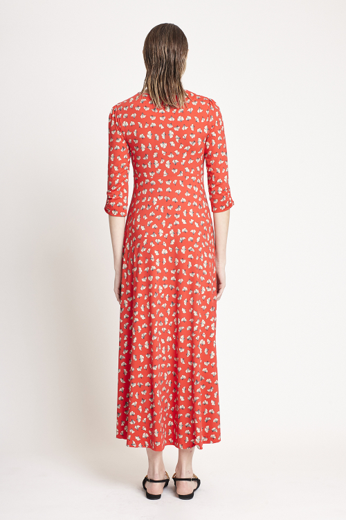 Fit — Vestido Jersey Estampa Ginkgo Godê