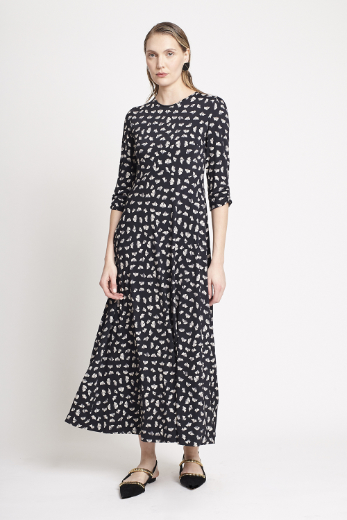 vestido jersey estampa ginkgo godê