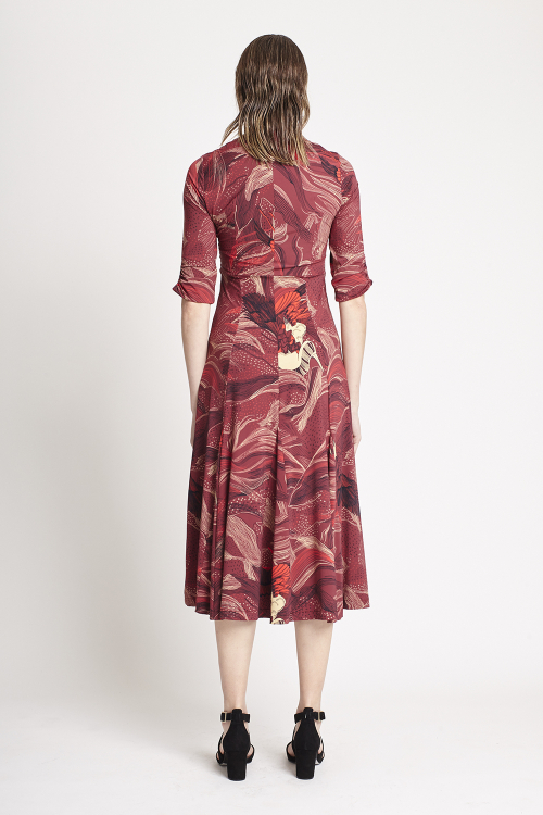 Fit — Vestido Jersey Est Pássaro Decote Drapeado