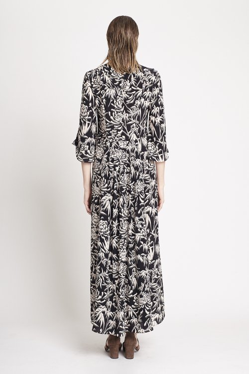 Fit — Vestido De Seda Estampa Pétalas Pregas