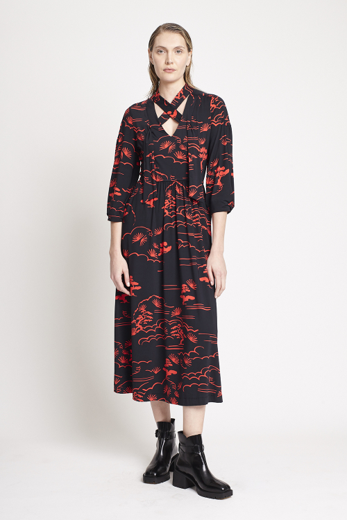 Fit — Vestido Jersey Est Jd Do Oriente Dec Cruzado
