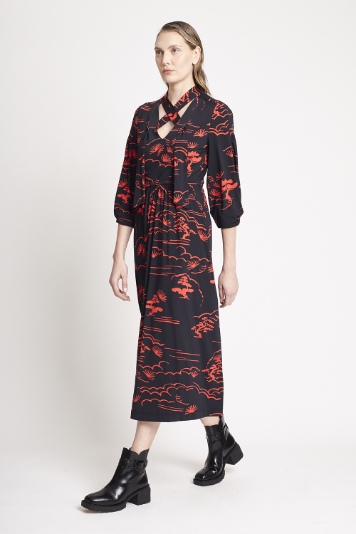 Fit — Vestido Jersey Est Jd Do Oriente Dec Cruzado