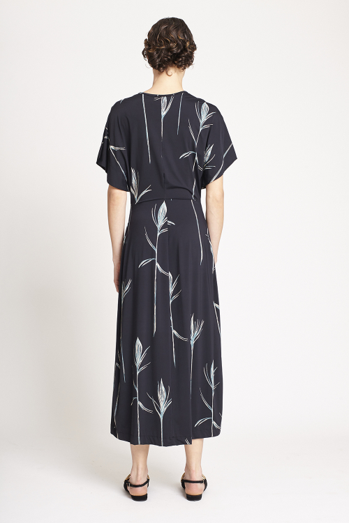 Fit — Vestido Jersey Est Flores Macro Franzido