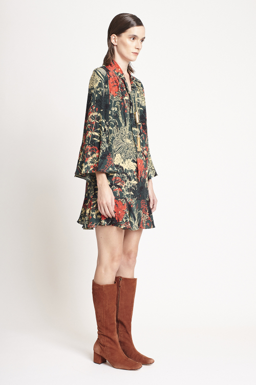 Fit — Vestido De Seda Estampa Biombo Curto