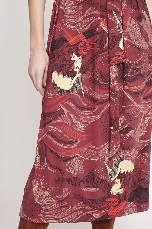 Fit — Vestido Jersey Estampa Pássaro Amarração