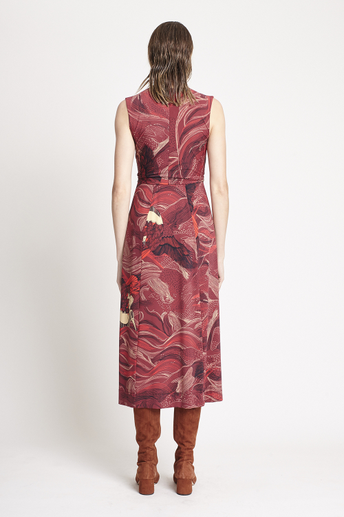 Fit — Vestido Jersey Estampa Pássaro Amarração