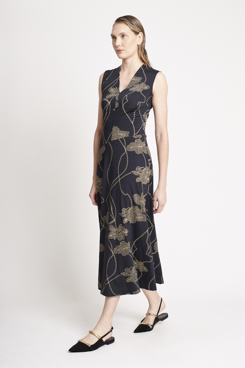 Fit — Vestido Jersey Est Bordado Franzido Lateral