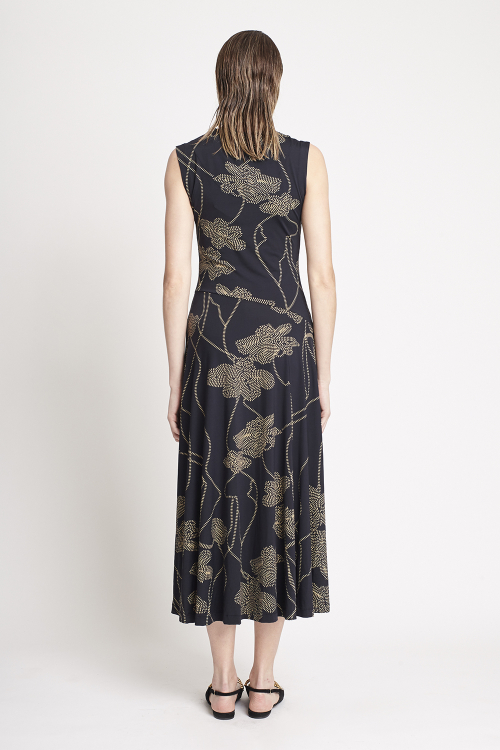 Fit — Vestido Jersey Est Bordado Franzido Lateral