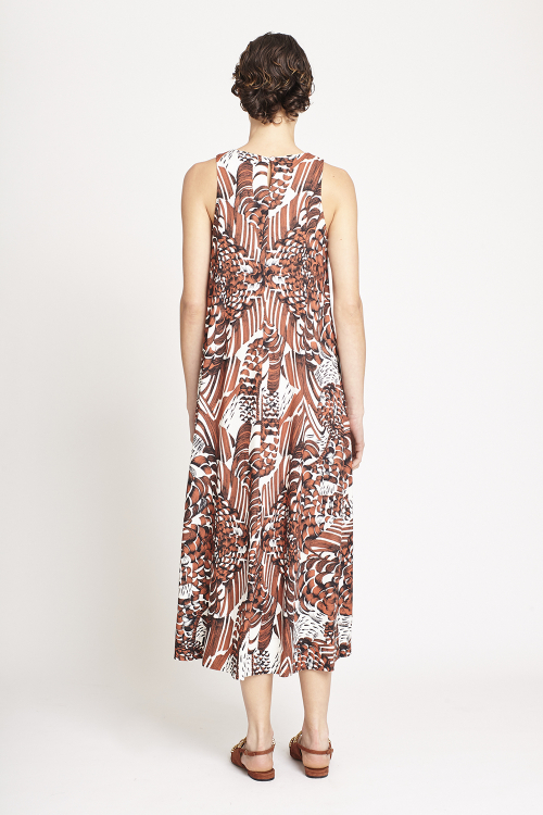 Fit — Vestido Viscose Plana Estampa Anéis Amplo