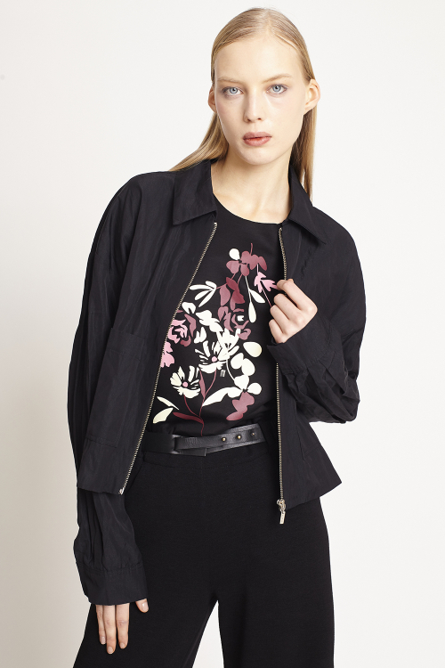 Fit — Jaqueta Viscose Metal Curta