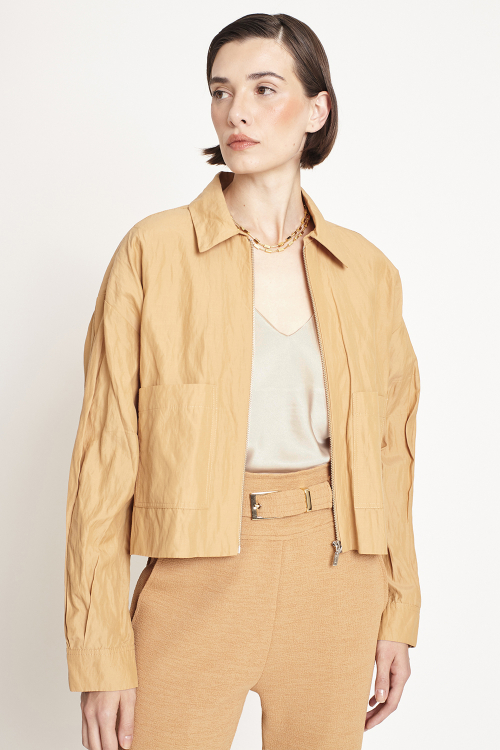 Fit — Jaqueta Viscose Metal Curta