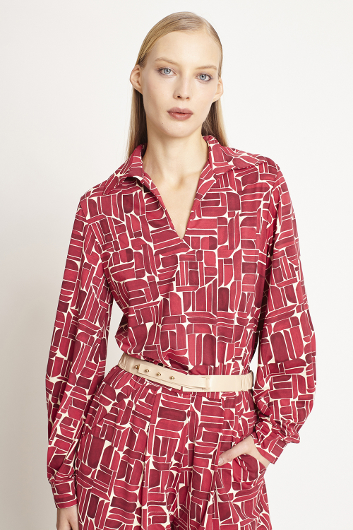 Fit — Blusa Jersey Estampa Painel Fenda Manga