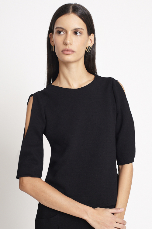 Fit — Blusa Bouclê Abertura Manga