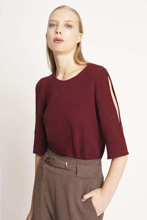 Fit — Blusa Bouclê Abertura Manga