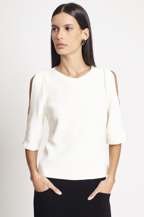Fit — Blusa Bouclê Abertura Manga
