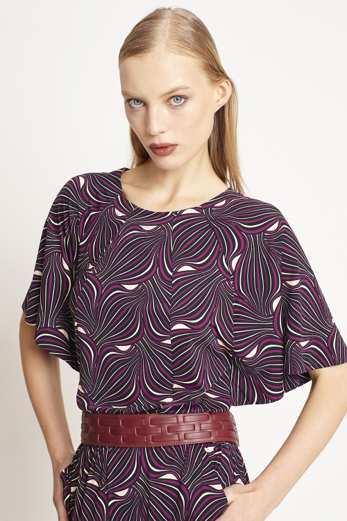 Fit — Blusa Jersey Est Panton Manga Ampla