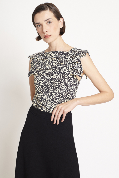 Fit — Blusa Jersey Estampa Renda Pregas