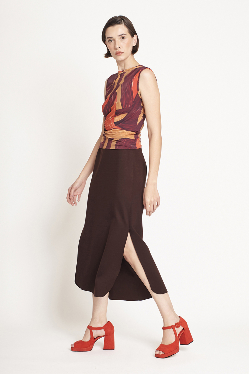 Fit — Blusa Jersey Est Pintura Drapeado Lateral