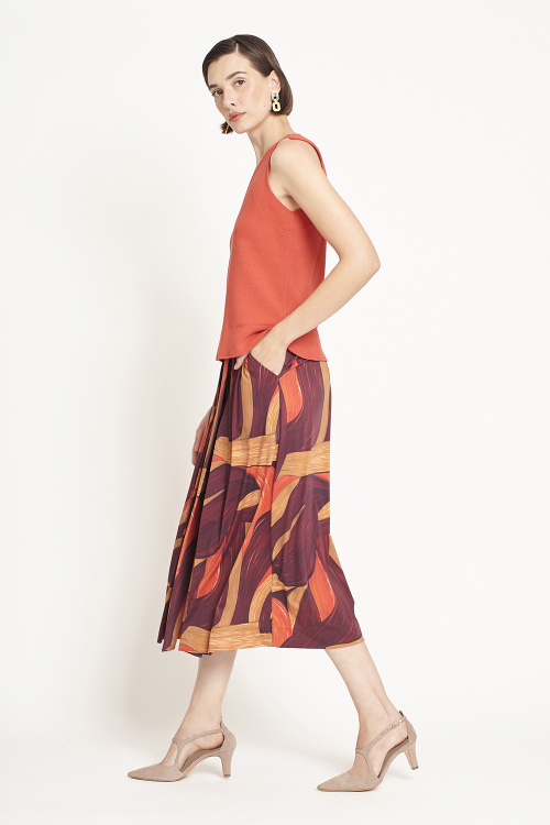 Fit — Saia Jersey Estampa Pintura