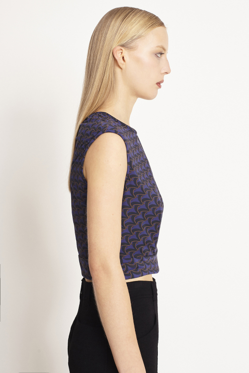 Fit — Blusa Jersey Estampa Ondulado Barra Aplicada