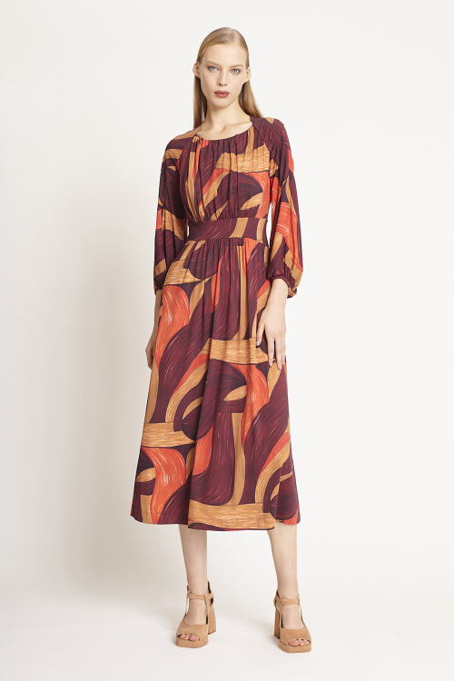 Fit — Vestido Jersey Est Pintura Com Pala Arredondada