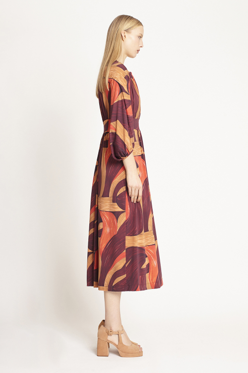 Fit — Vestido Jersey Est Pintura Com Pala Arredondada