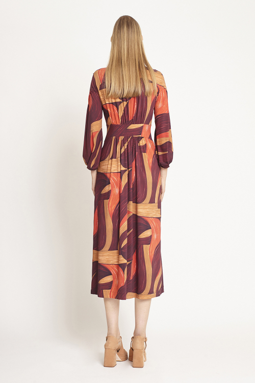 Fit — Vestido Jersey Est Pintura Com Pala Arredondada
