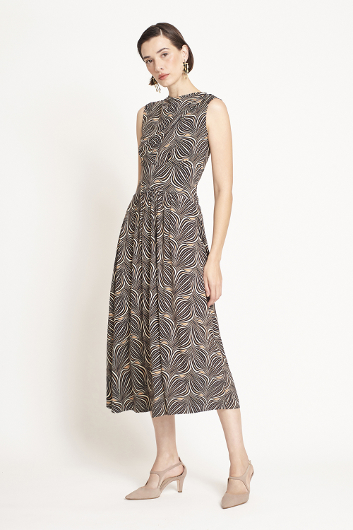 Fit — Vestido Jersey Est Panton Ombro Drapeado