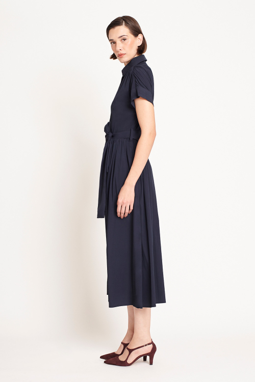 Fit — Vestido Tricoline Franzido Ombros