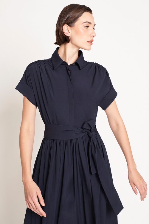 Fit — Vestido Tricoline Franzido Ombros
