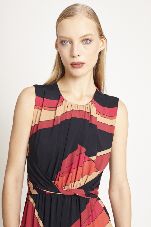 Fit — Vestido Jersey Estampa Ondas Cintura Torcida