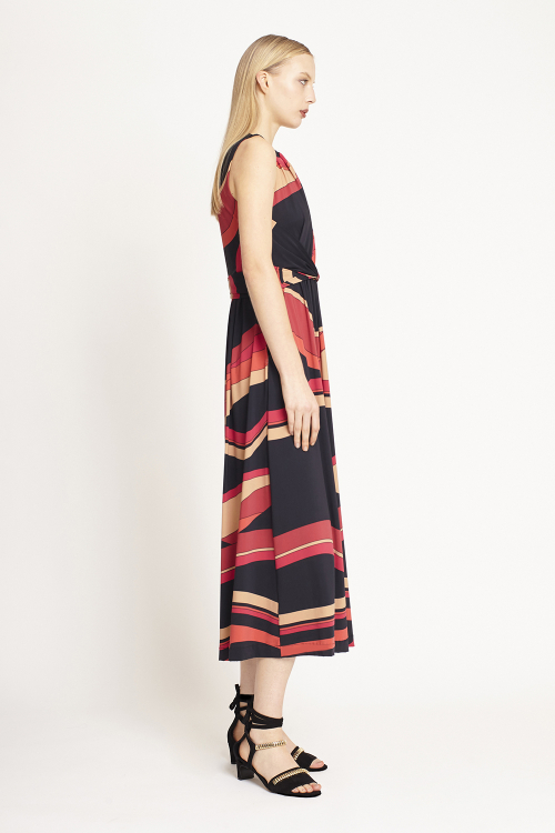 Fit — Vestido Jersey Estampa Ondas Cintura Torcida