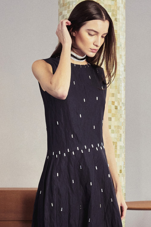 Fit — Vestido Viscose Metal Bordado