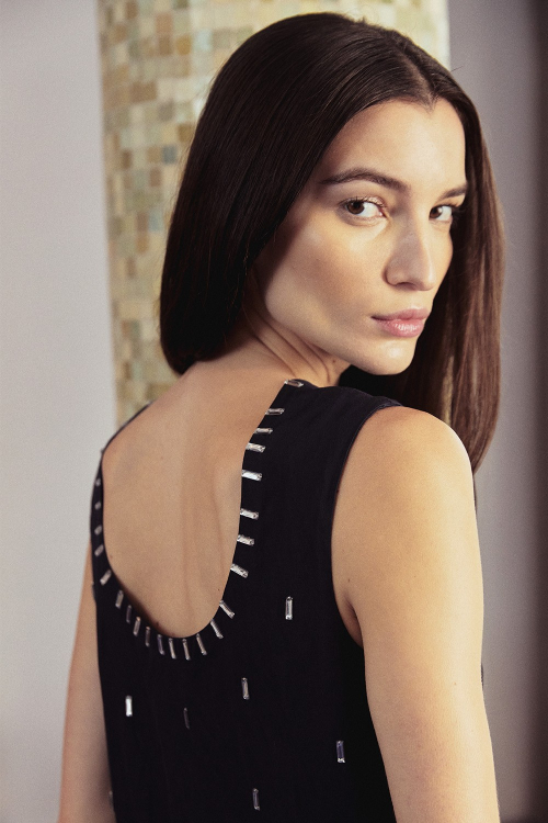 Fit — Vestido Viscose Metal Bordado