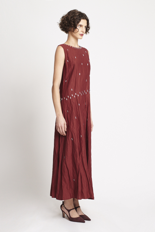 Fit — Vestido Viscose Metal Bordado