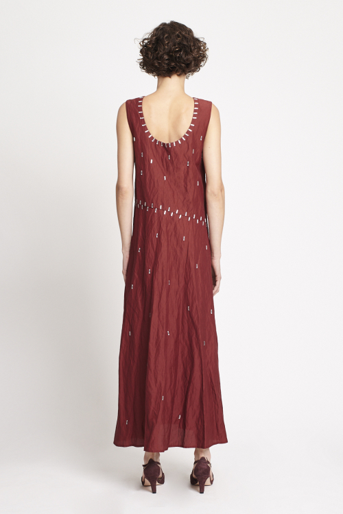 Fit — Vestido Viscose Metal Bordado