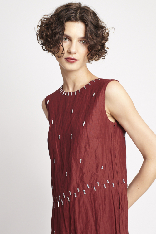 Fit — Vestido Viscose Metal Bordado
