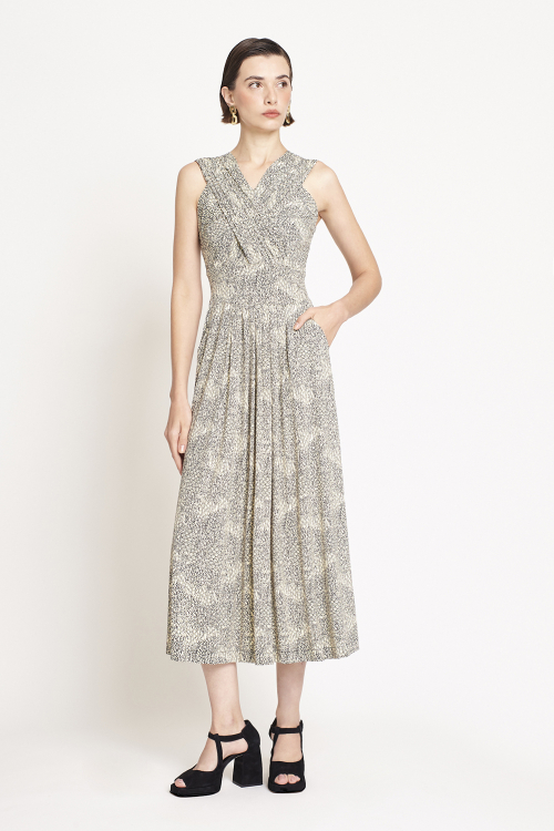 Fit — Vestido Jersey Estampa Gramado Pregas